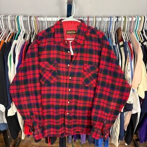 Austin Vintage Red Plaid Flannel Shirt Mens XL Long Sleeve Acrylic Button Down